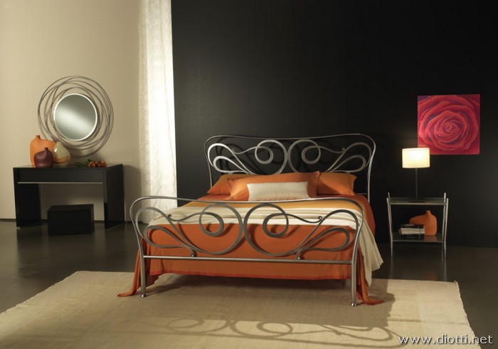 Herbie wrought iron modern bed footboard